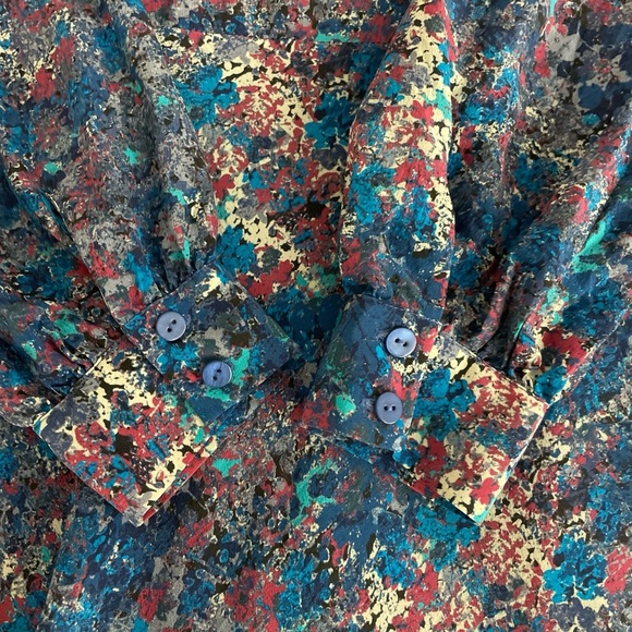 Liberty Art Fabrics Silk Dress Abstract Watercolour Print Size 12 Long Sleeve - Picture 10 of 10